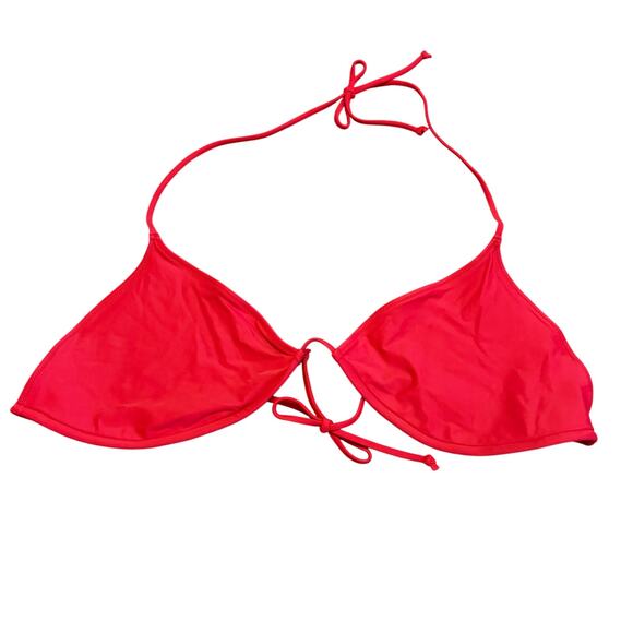 J. Crew Bright Red Perfect String Bikini Bikini Top 3X Swimsuit Resortwear Vacay - Picture 2 of 9